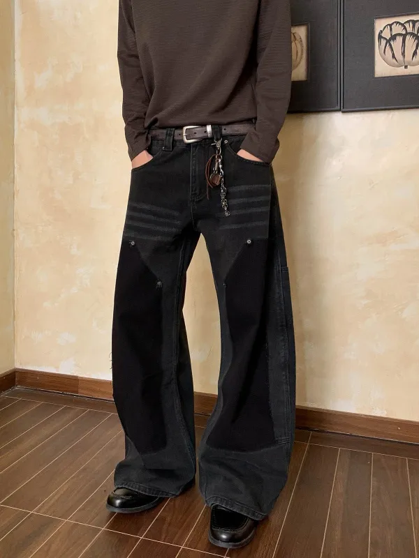 RT No. 58049 CONTRAST BLACK LUMBERJACK SCIMITAR PANTS sold by Real Takai