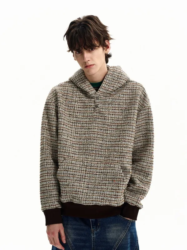 RT No. 55127 TWEED PLAID PULLOVER HOODIE sold by Real Takai