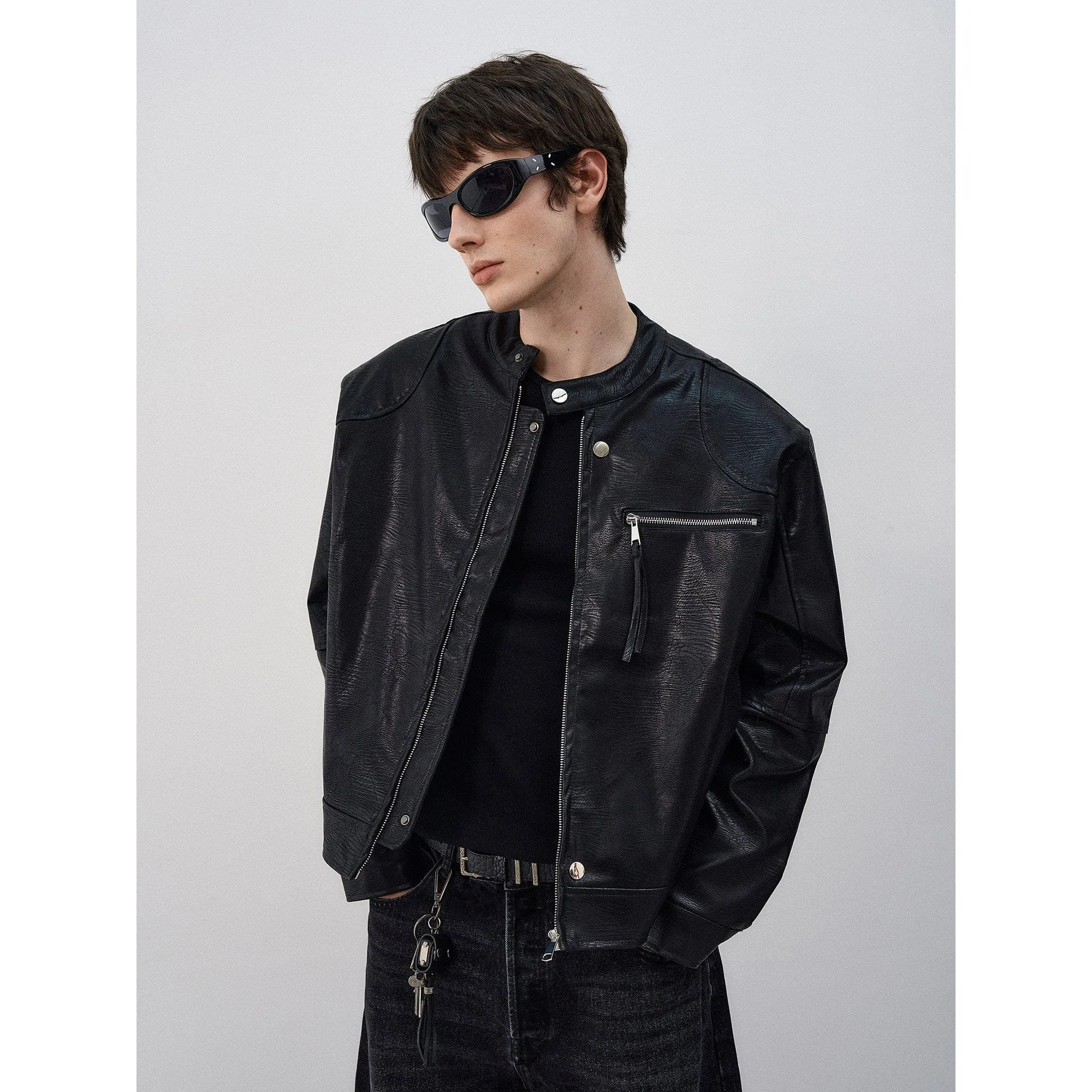 RT No. 50514 BOXY LEATHER BIKER JACKET sold by Real Takai