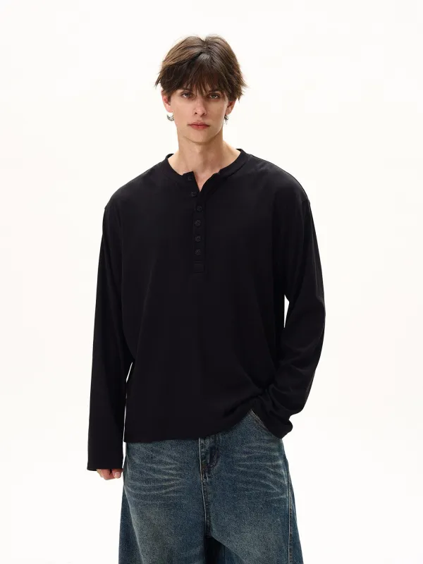 RT No. 50500 HENLEY COLLAR LONG SLEEVE sold by Real Takai