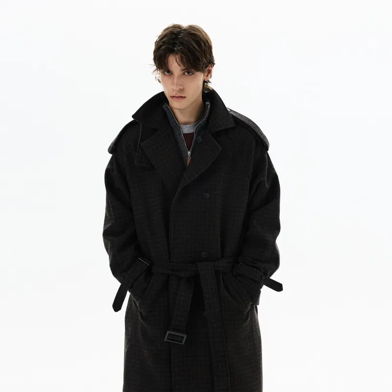 RT No. 50417 WOOLEN PLAID TRENCH COAT sold by Real Takai