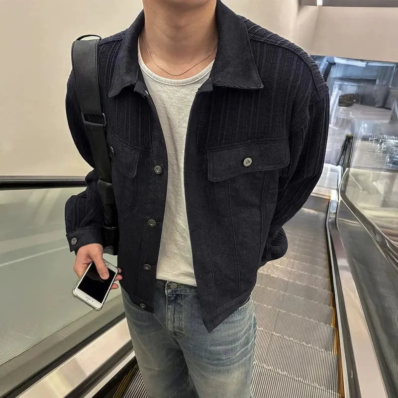 RT No. 32606 NAVY BLUE CORDUROY PATCH JACKET made by Real Takai