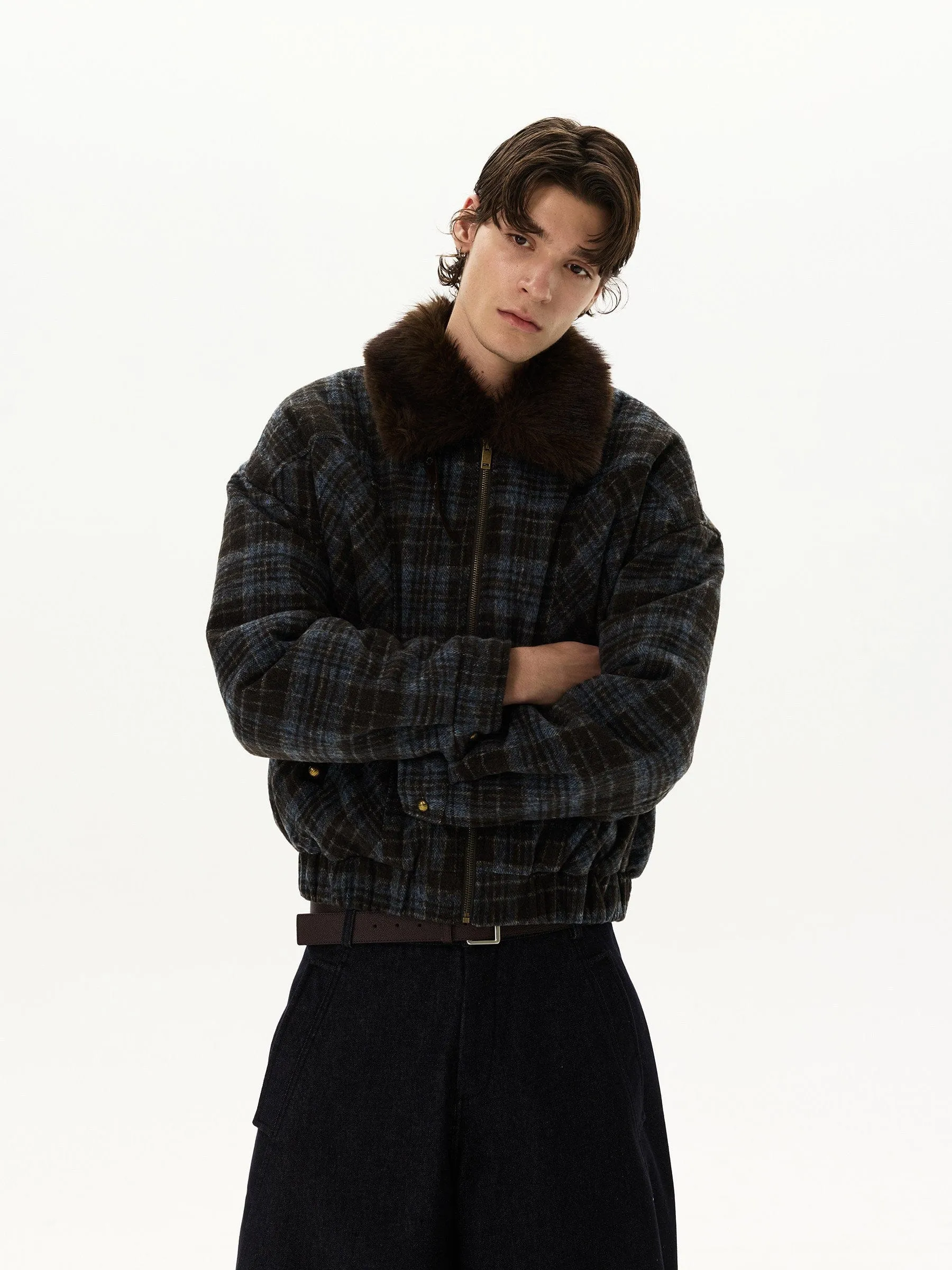 RT No. 59012 WOOLEN PLAID FUR COLLAR JACKET sold by Real Takai product image thumbnail 3