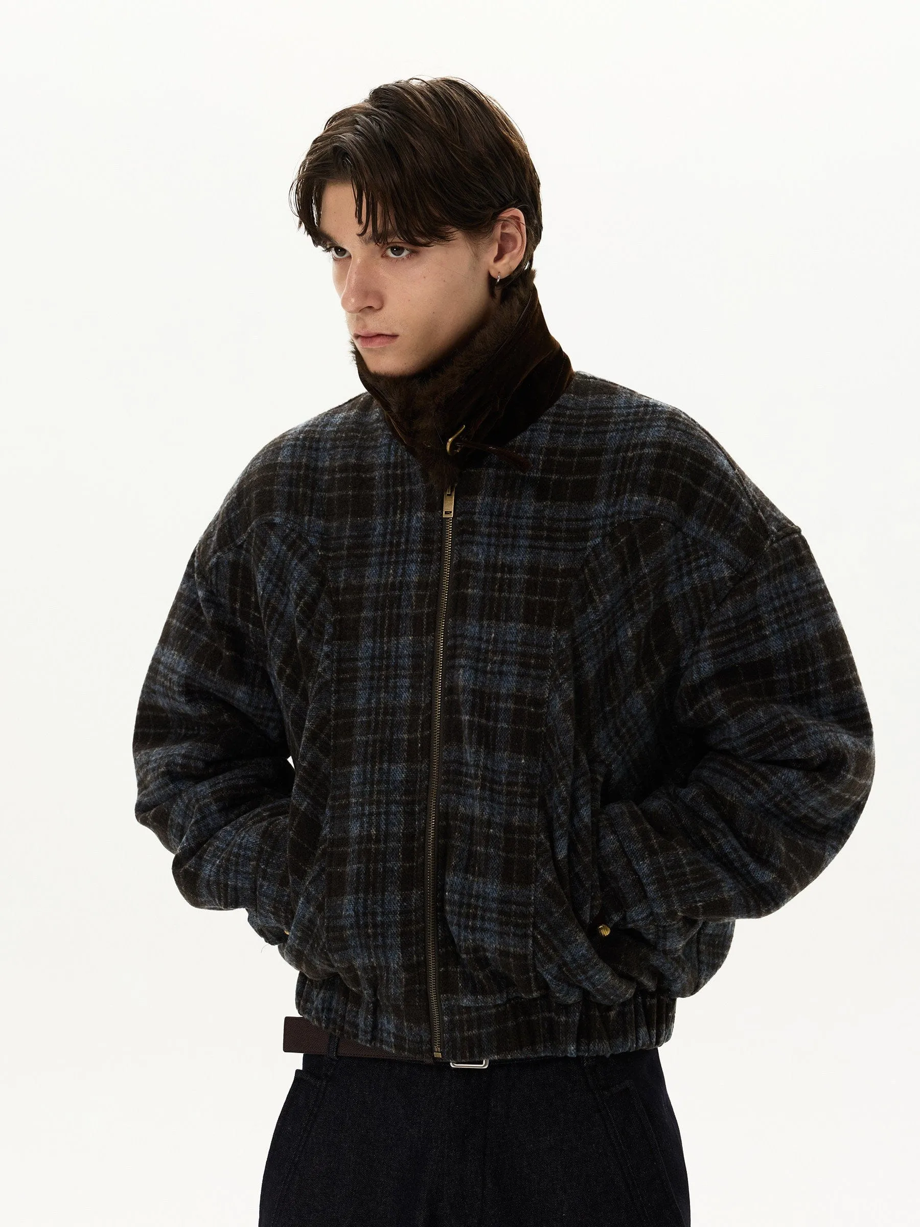 RT No. 59012 WOOLEN PLAID FUR COLLAR JACKET sold by Real Takai product image thumbnail 2