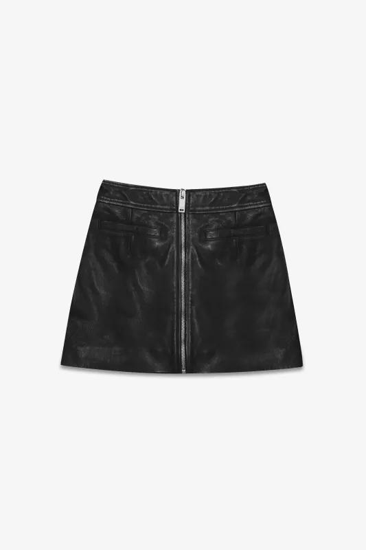The Lita Zip Ultra Mini Skirt | Black Leather sold by Other UK