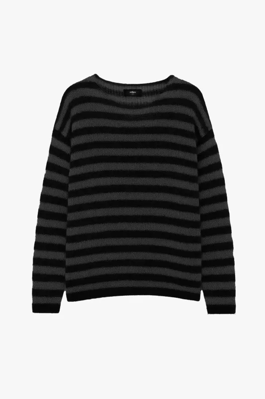 OVERSIZED CLASSIC STRIPE NAVARRO JUMPER - BLACK & GUN METAL GREY sold by Other UK