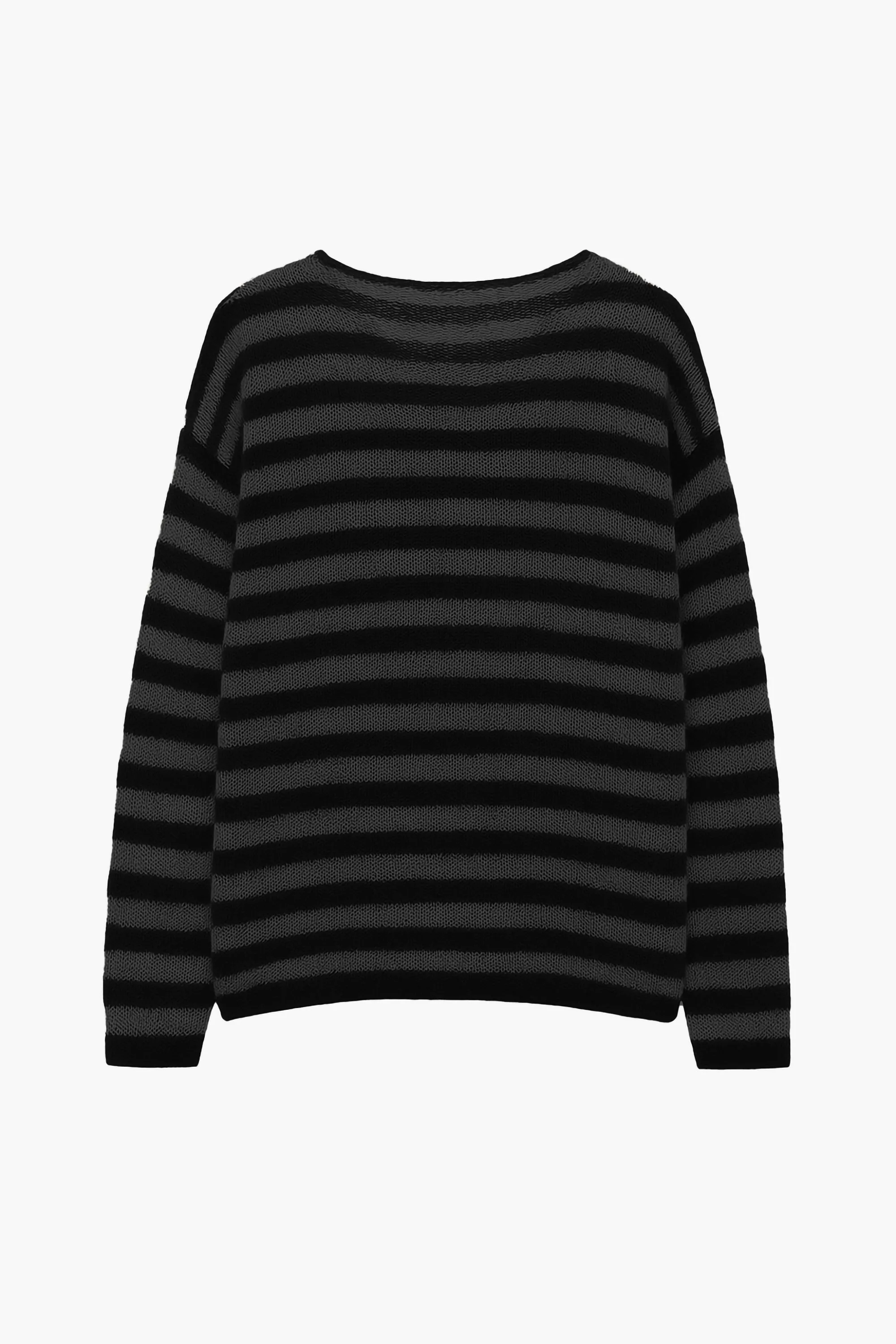 OVERSIZED CLASSIC STRIPE NAVARRO JUMPER - BLACK & GUN METAL GREY sold by Other UK product image thumbnail 3