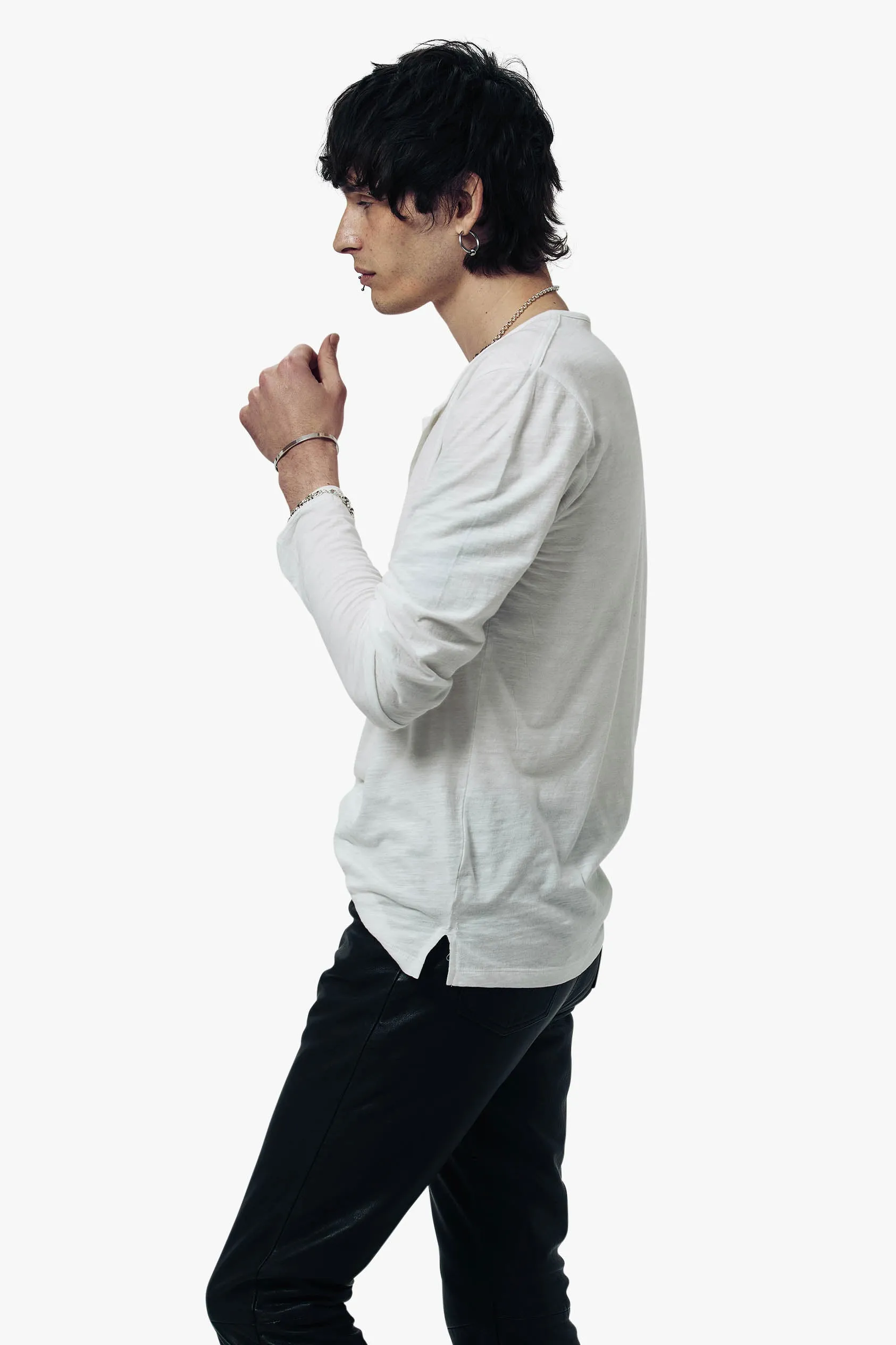 Damon Long Sleeve Henley T-Shirt - Bone sold by Other UK product image thumbnail 4