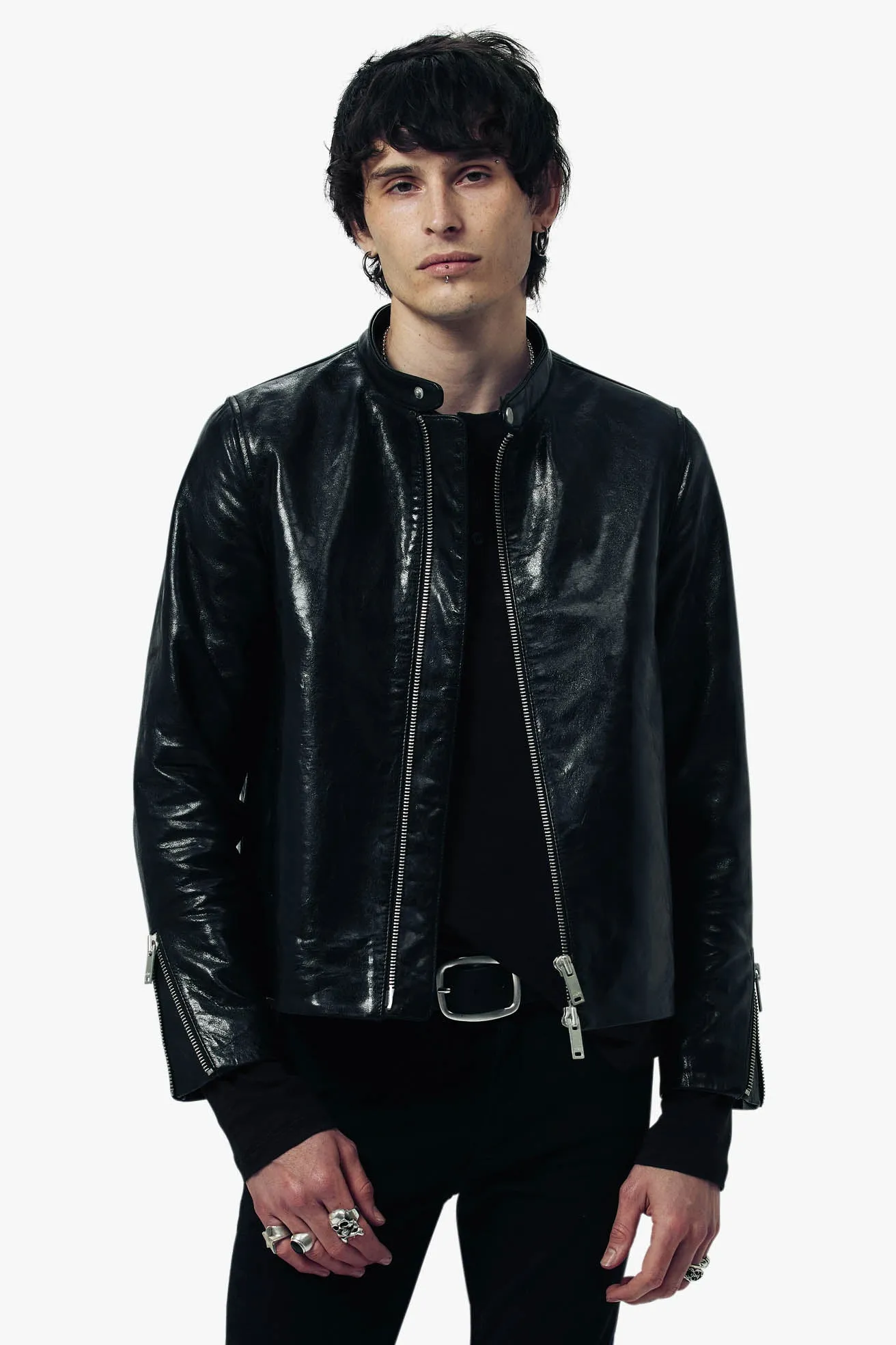 O74HG Kagan Leather Jacket - Gloss Black sold by Other UK product image thumbnail 3