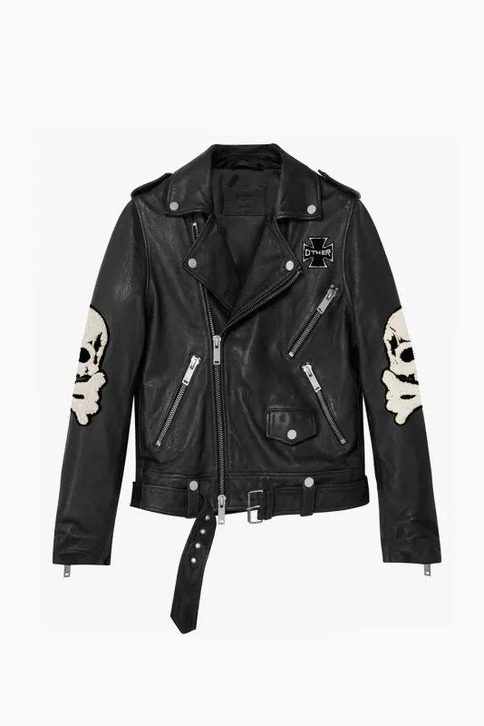 The Deuce  Biker Jacket - Skull & Crossbones Patch Vintage Black sold by Other UK