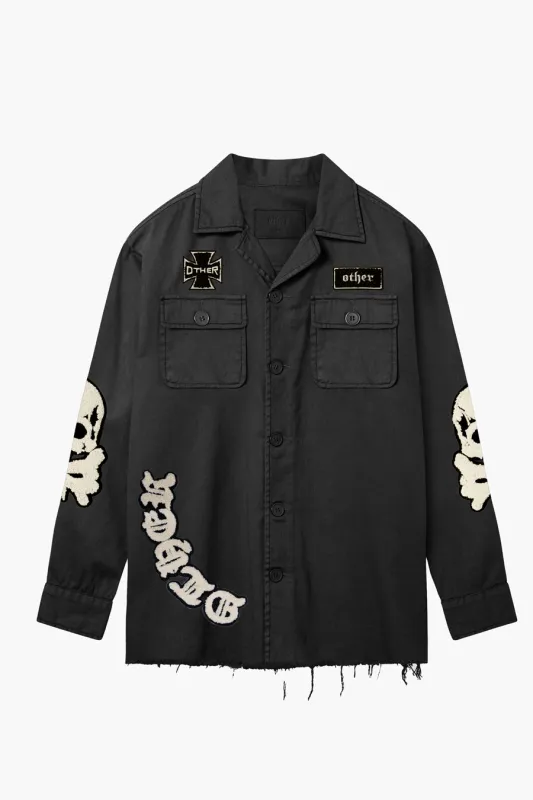 Skull & Crossbones Military Shirt - Relic Black made by Other UK