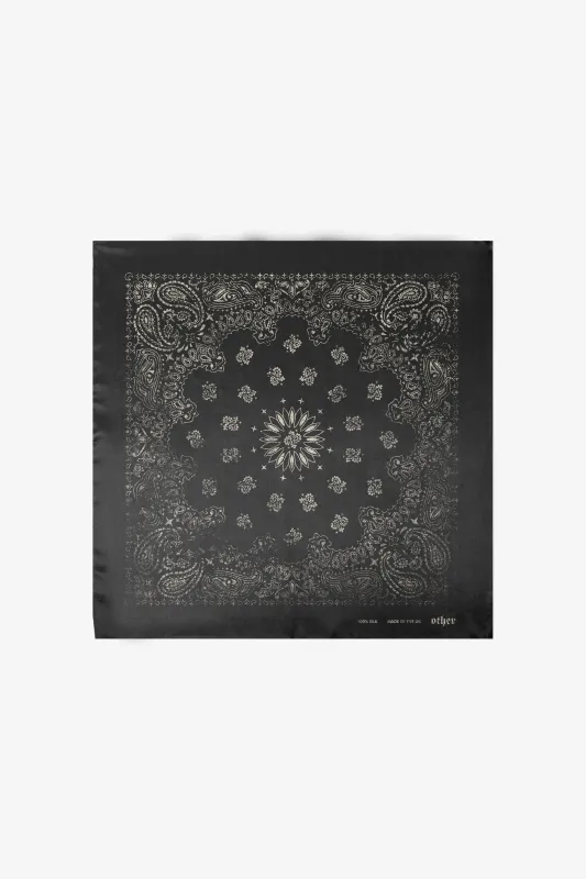 The Vintage Paisley Silk Bandana| Vintage Black & Dirty White sold by Other UK