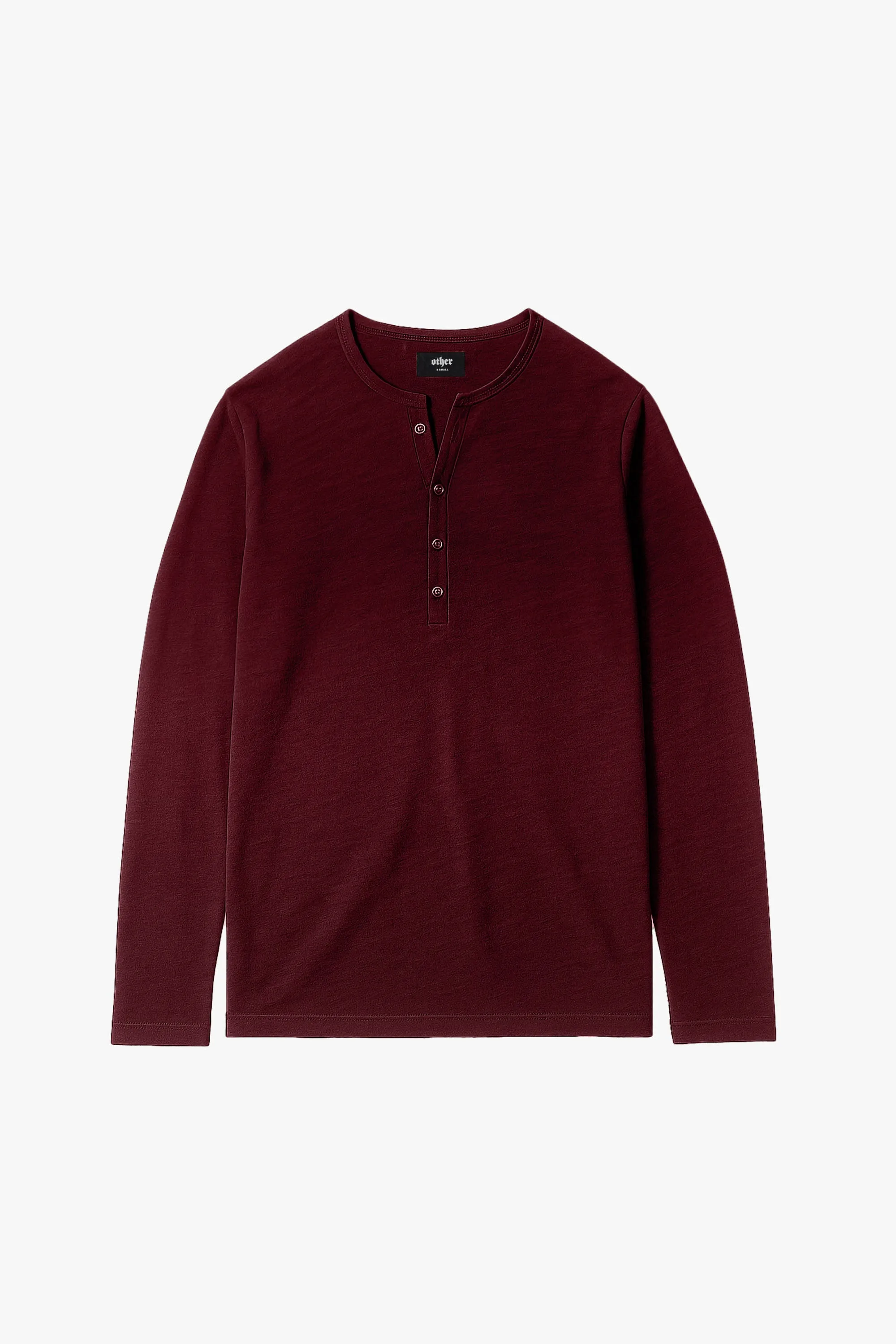 Damon Long Sleeve Henley T Shirt - Oxblood sold by Other UK