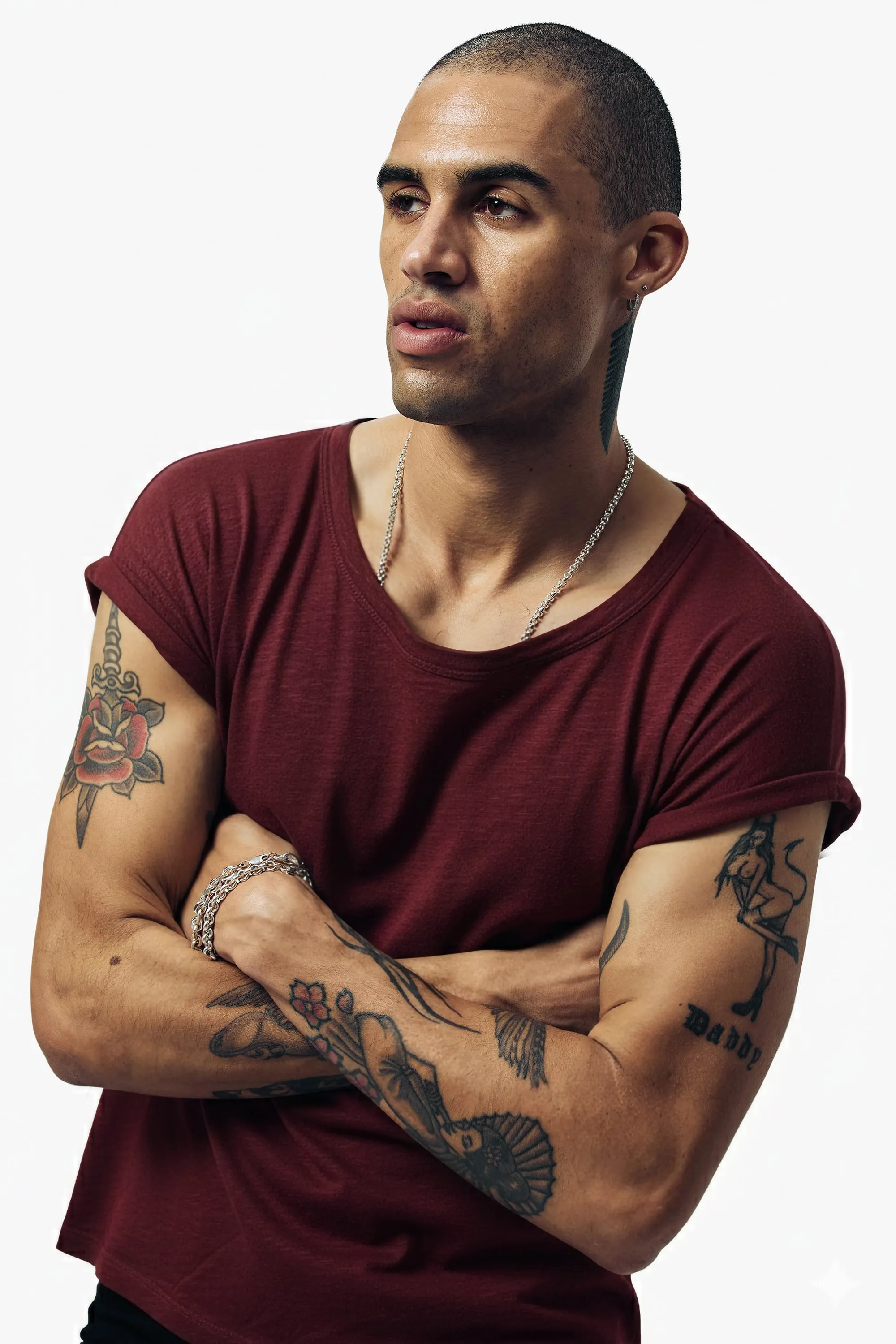 Lazarus Scoop Neck T-Shirt - Oxblood sold by Other UK product image thumbnail 2