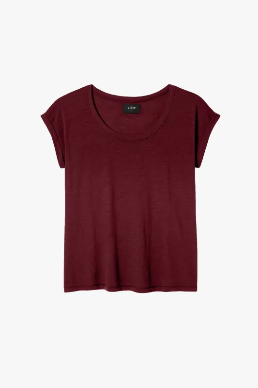 Lazarus Scoop Neck T-Shirt - Oxblood sold by Other UK