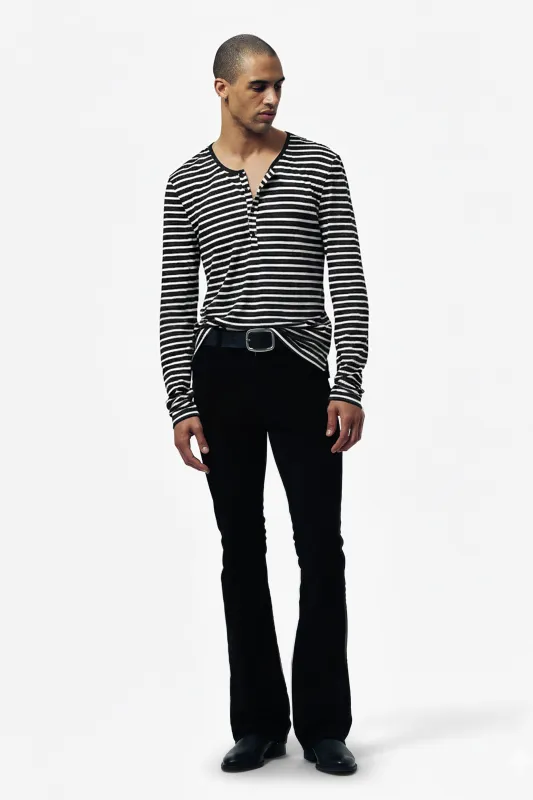 Damon Long Sleeve Henley T Shirt - Stripe made by Other UK