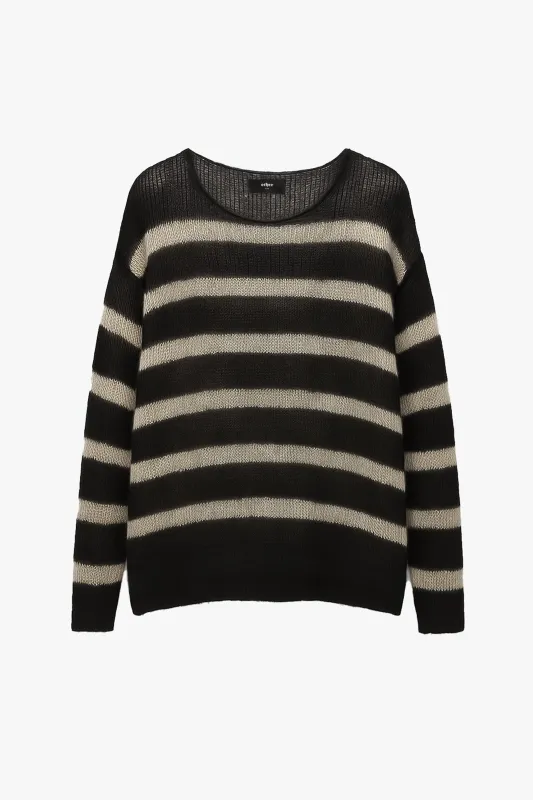 OVERSIZED BAND STRIPE NAVARRO JUMPER - BLACK & BONE - WOMENS made by Other UK