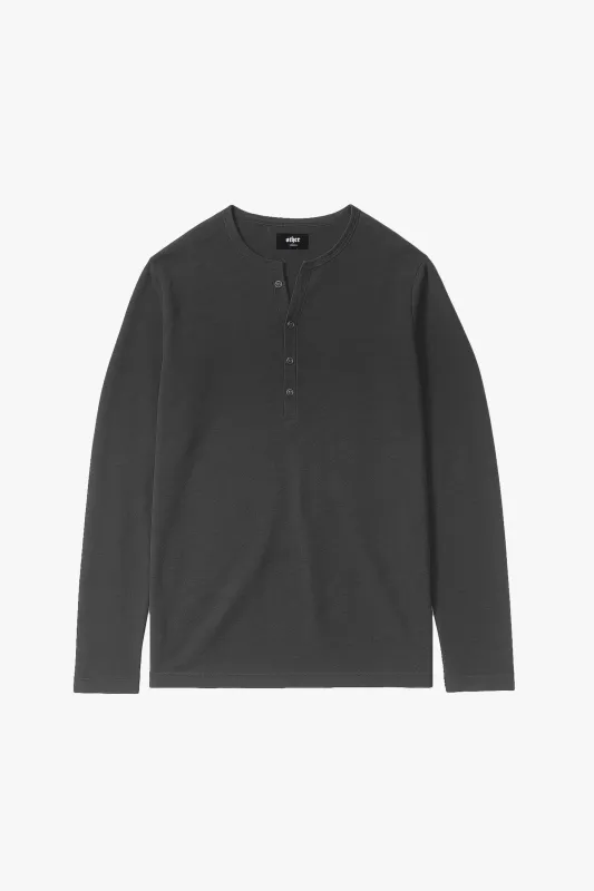 Damon Long Sleeve Henley T Shirt - Gun Metal Grey made by Other UK