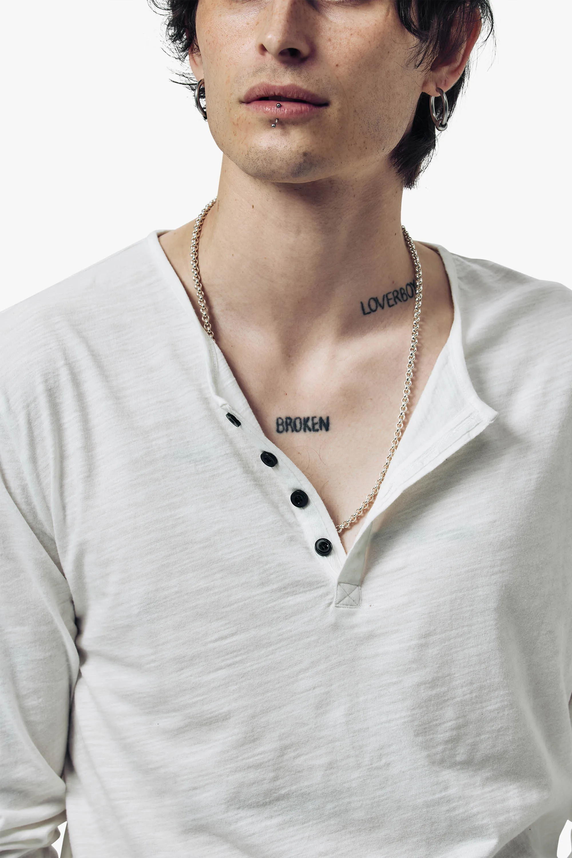 Damon Long Sleeve Henley T Shirt Bundle - Gun Metal Grey, Black & Bone sold by Other UK product image thumbnail 5