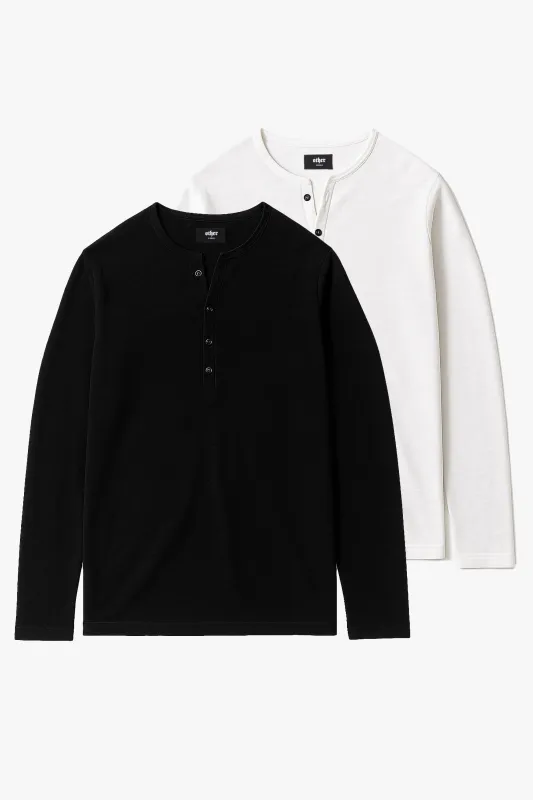 Damon Long Sleeve Henley T Shirt Bundle - Gun Metal Grey, Black & Bone made by Other UK