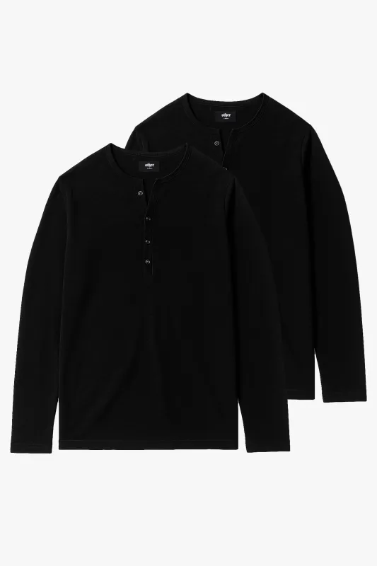 Damon Long Sleeve Henley T Shirt Bundle - Black sold by Other UK