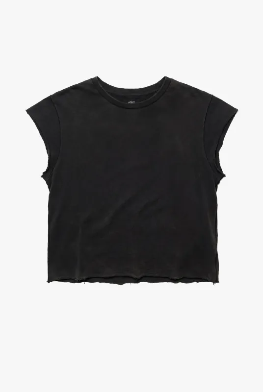 Vintage Issue Raw Edge T-Shirt - Worn Black - Women made by Other UK