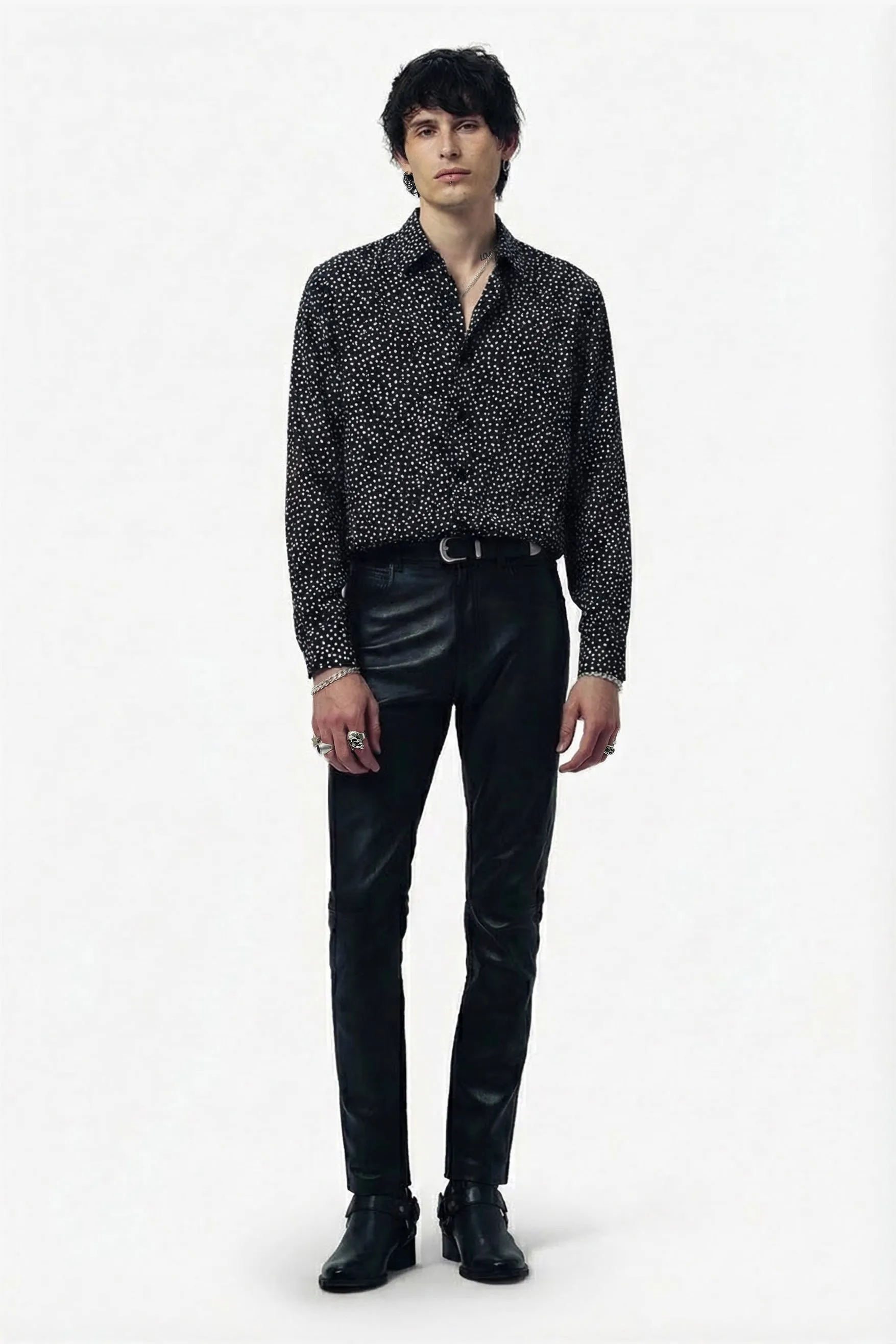 Scattered Dot Long Sleeve Shirt - Black sold by Other UK product image thumbnail 2