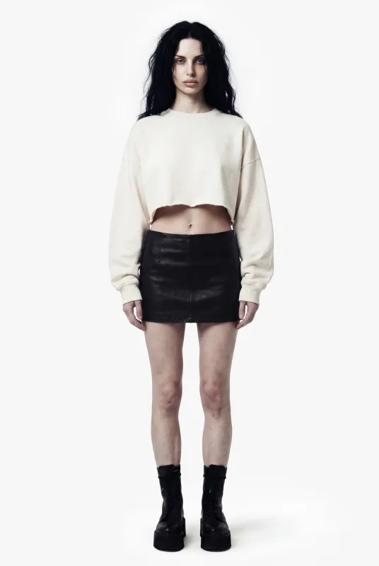Vintage Issue Cropped Raw Edge Oversized Sweatshirt - Vintage White-Women made by Other UK