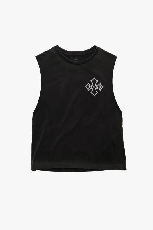 Icon Vintage Issue Tank - Worn Black - Women made by Other UK