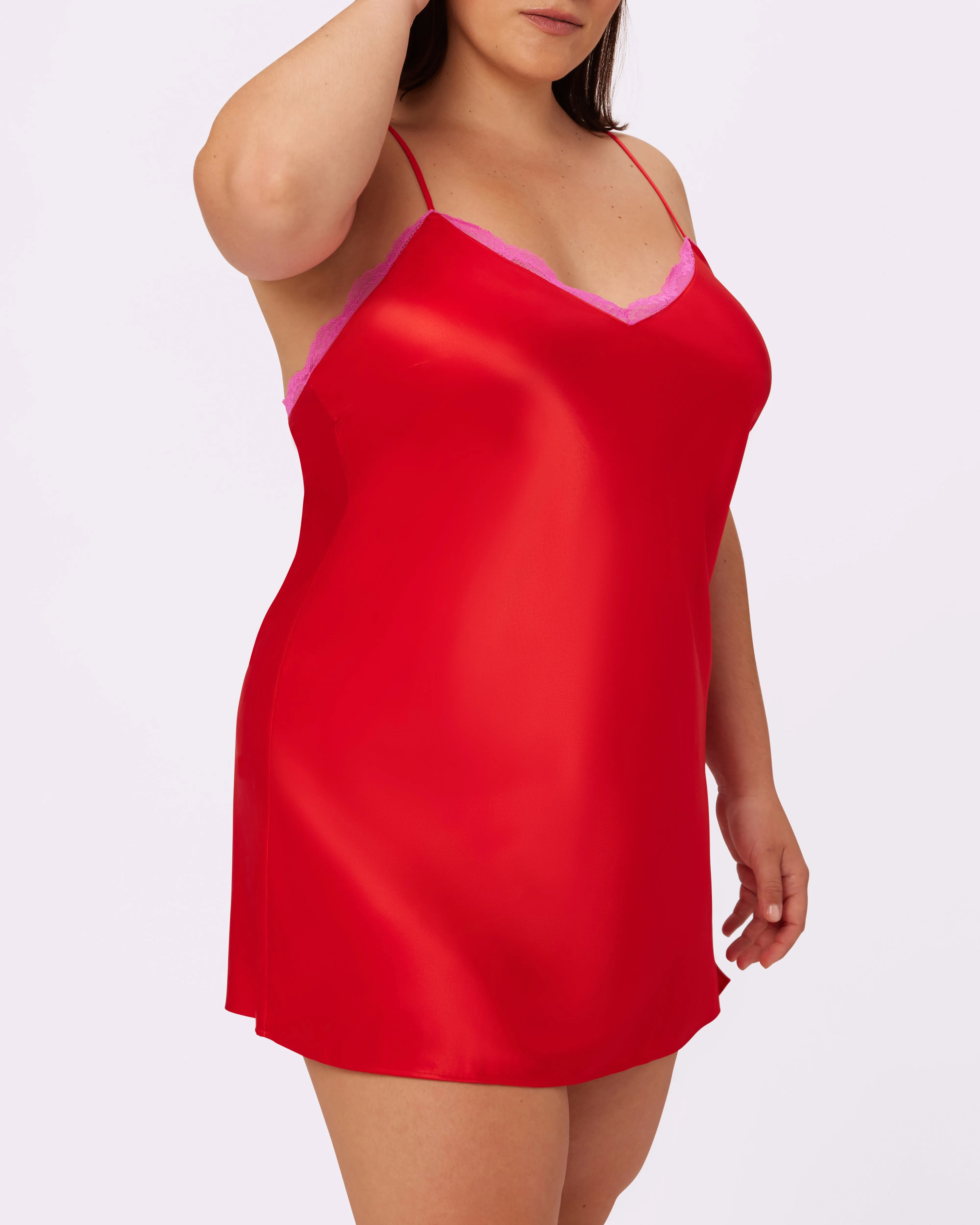Luxe Lace Slip Dress | Luxe Satin | Archive ( Red Rose) sold by Parade product image thumbnail 4