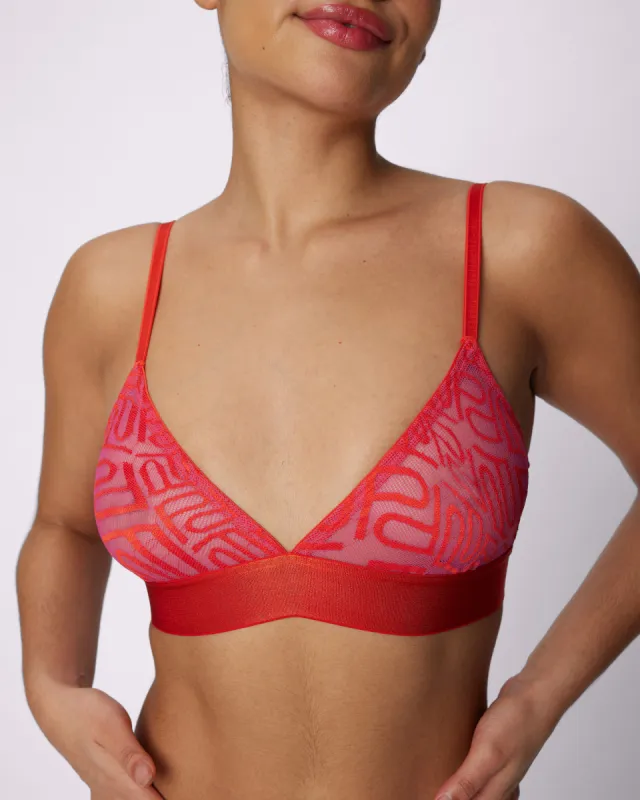 Triangle Bralette | Silky Lace | Archive (Raspberry Logo) sold by Parade
