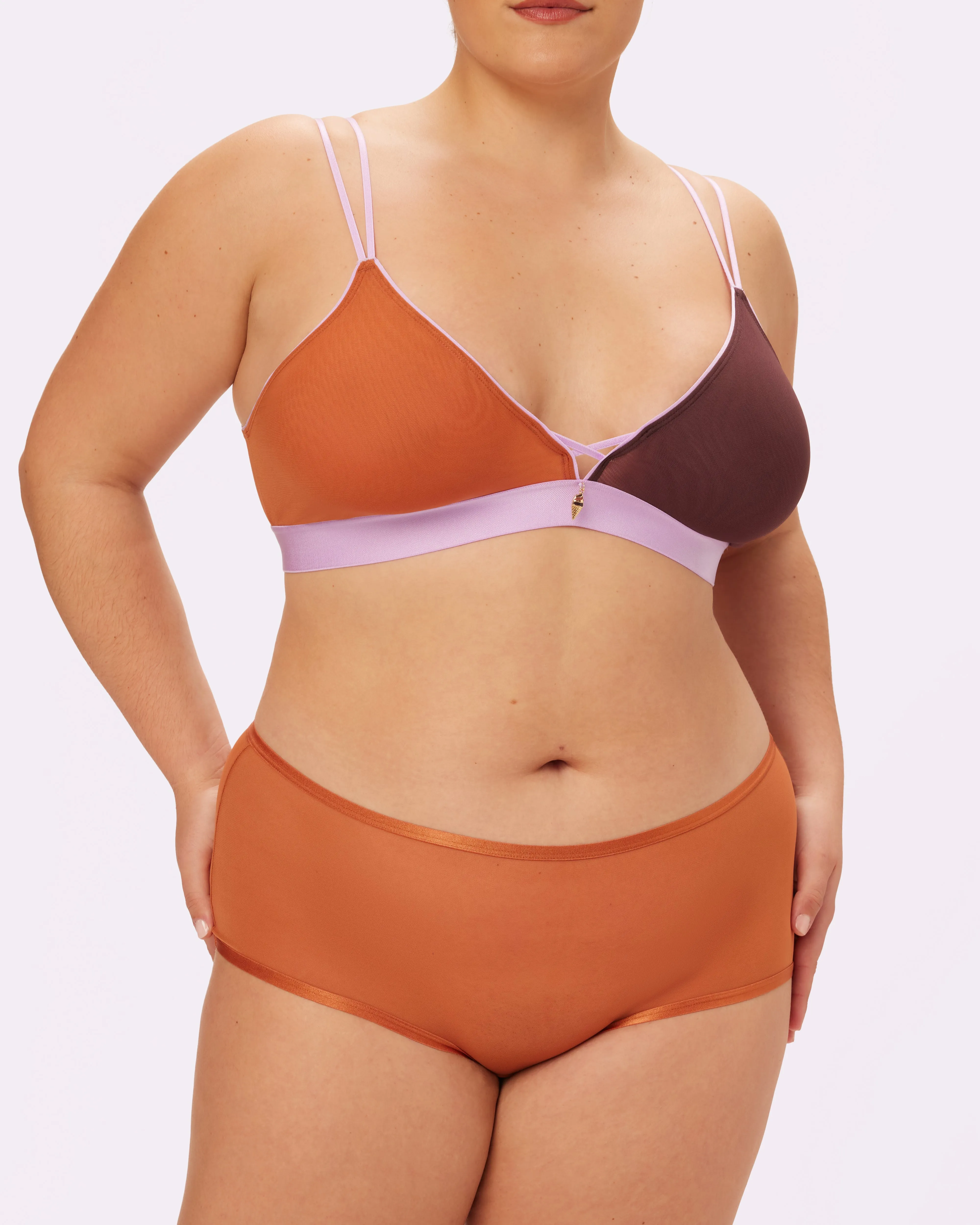 High Rise Boyshort | Silky Mesh | Archive (Butterscotch) sold by Parade