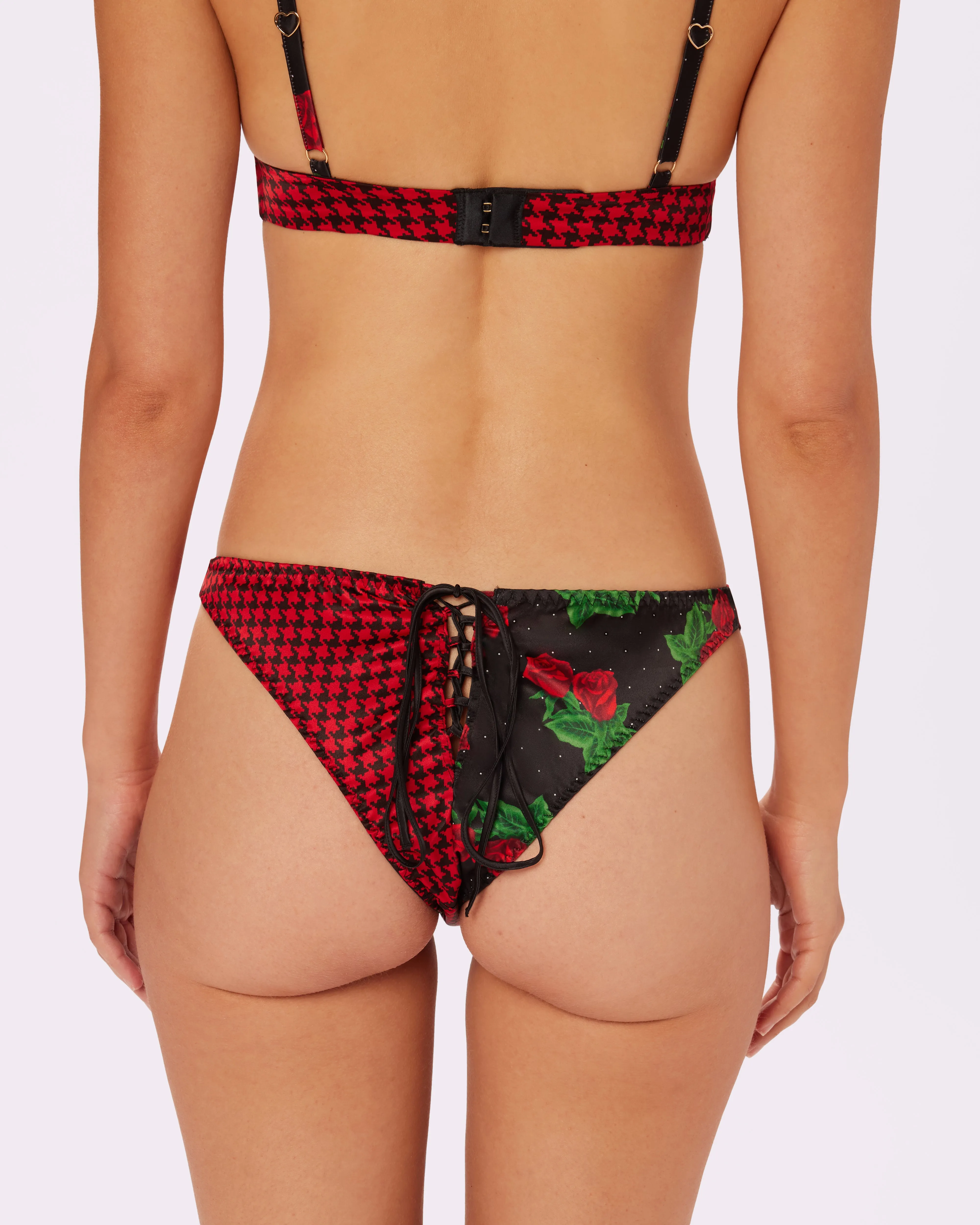 Satin Lace-up Cheeky | Glow Satin | Archive (Check Mate) sold by Parade