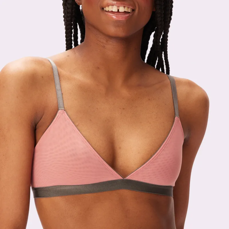 Triangle Bralette | Silky Mesh | Archive (Pink Canyon with Smokescreen Trims) sold by Parade