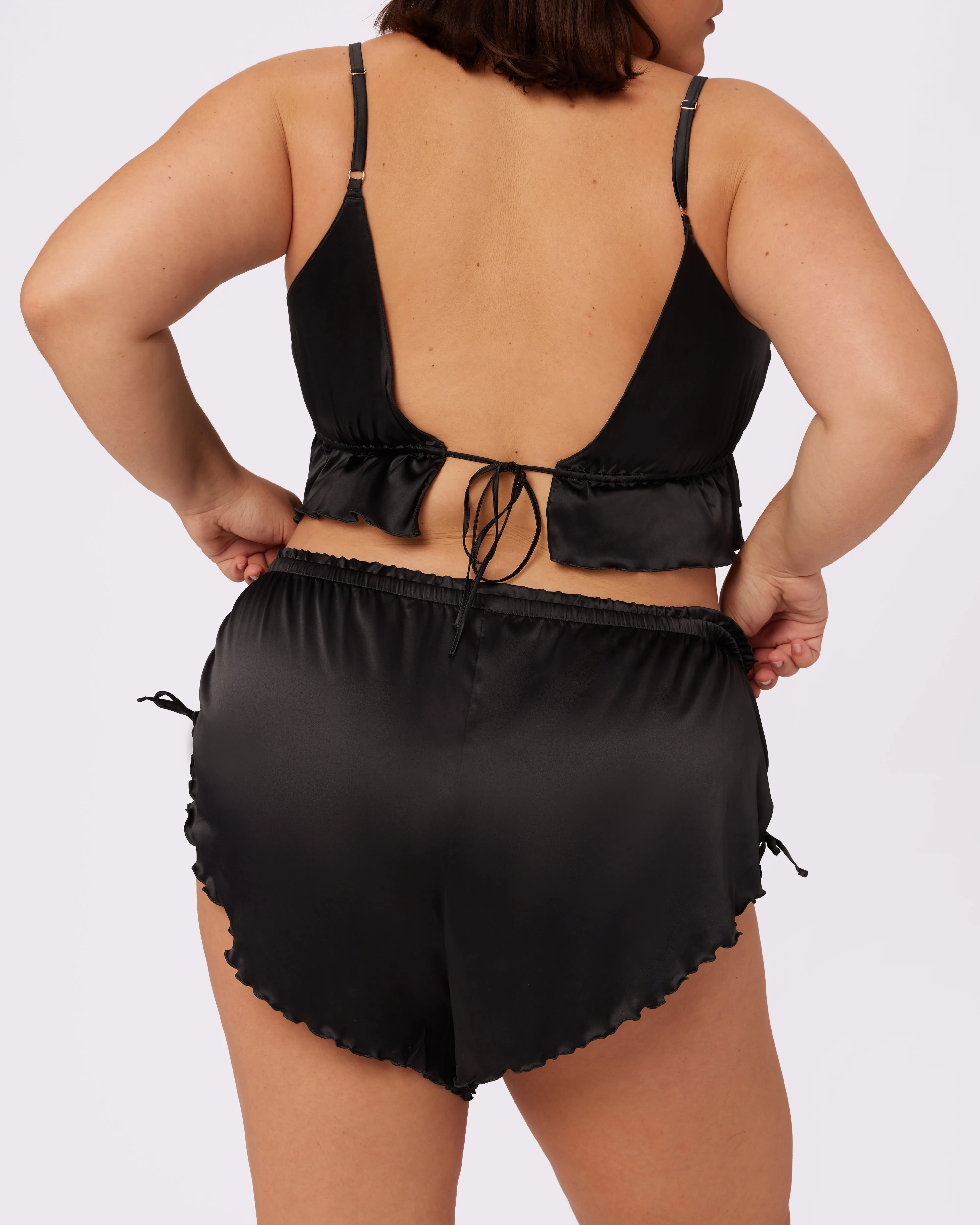 Luxe Tie-Back Flutter Crop | Luxe Satin (Eightball) sold by Parade product image thumbnail 2