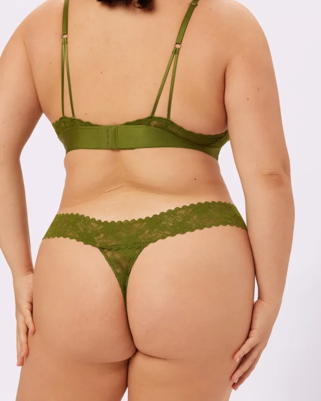 Perfect Lace Mid-rise Thong | Soft Lace in Stars | Archive (Vine) sold by Parade