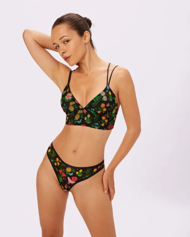 Strappy Longline Bralette | Silky Mesh | Archive (Moody Meadow) sold by Parade