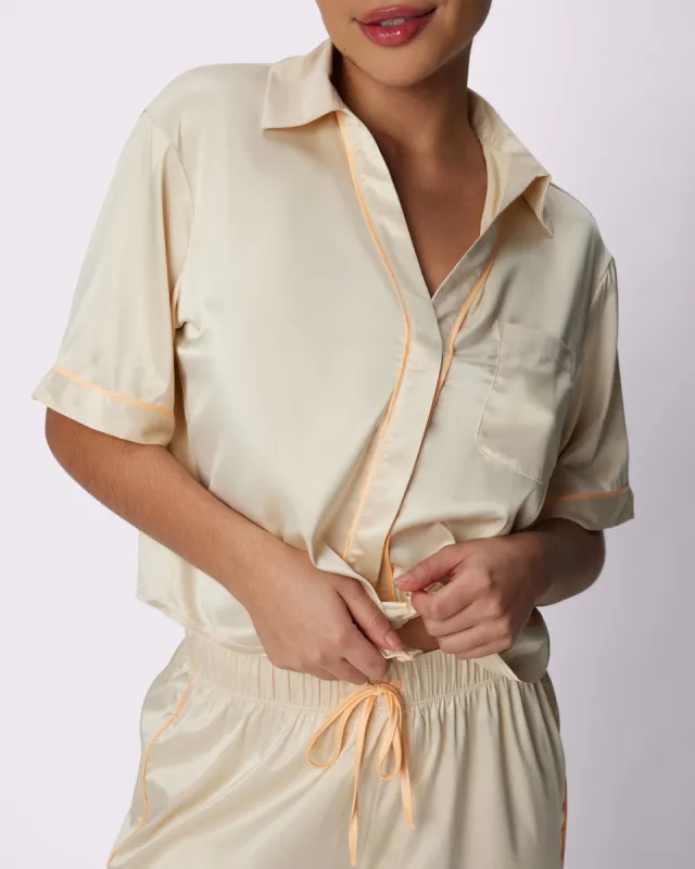 Luxe Sleep Button Up | Luxe Satin | Archive (Love Letter) sold by Parade