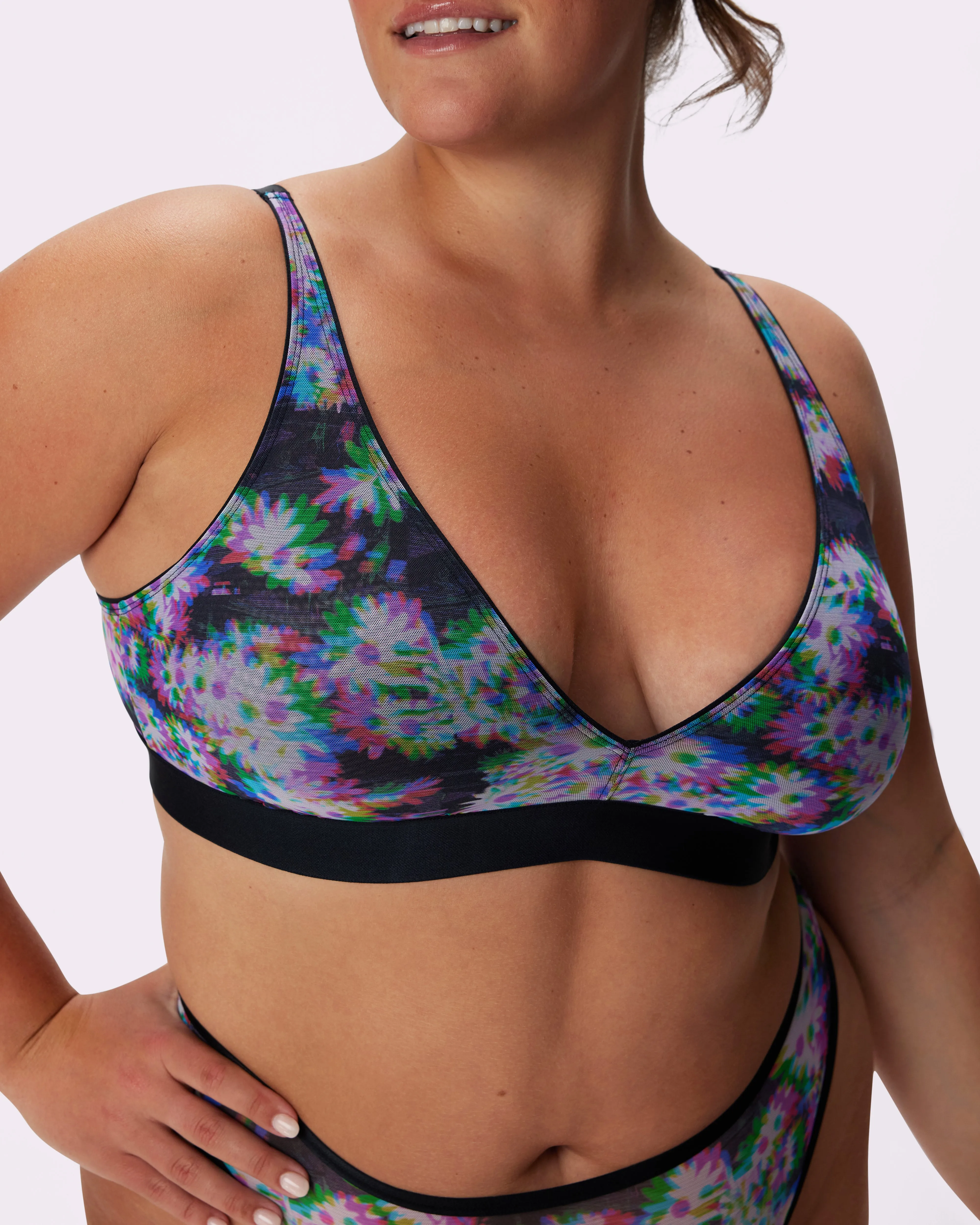 Plunge Bralette | Silky Mesh | Archive (Technobloom) sold by Parade