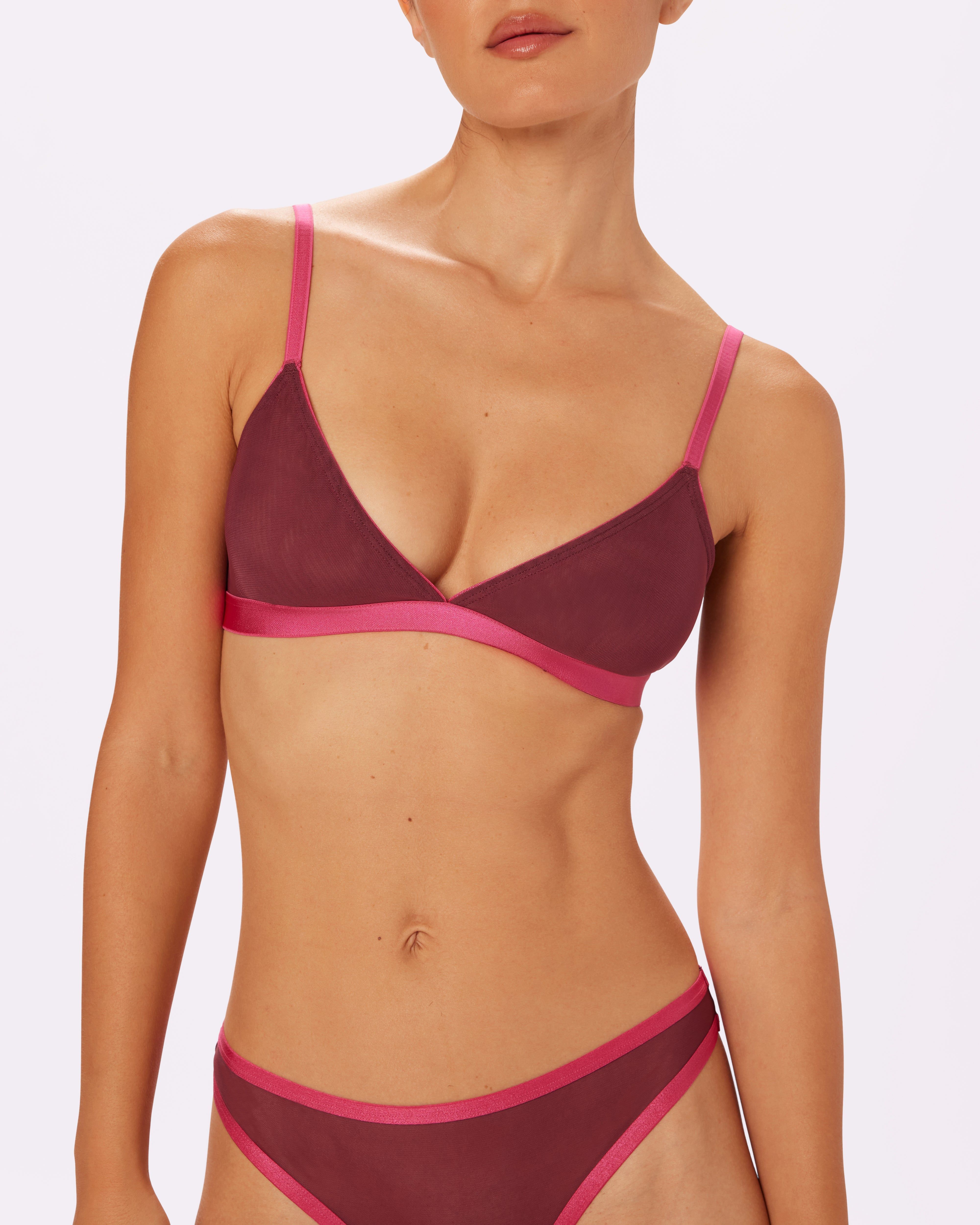 Triangle Bralette | Silky Mesh (Blackberry Pop) sold by Parade