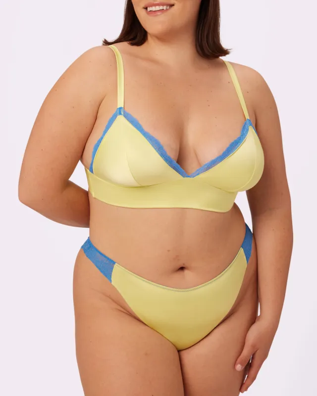 Luminous Lace Longline Bralette | Glow Satin | Archive (Key Lime) sold by Parade
