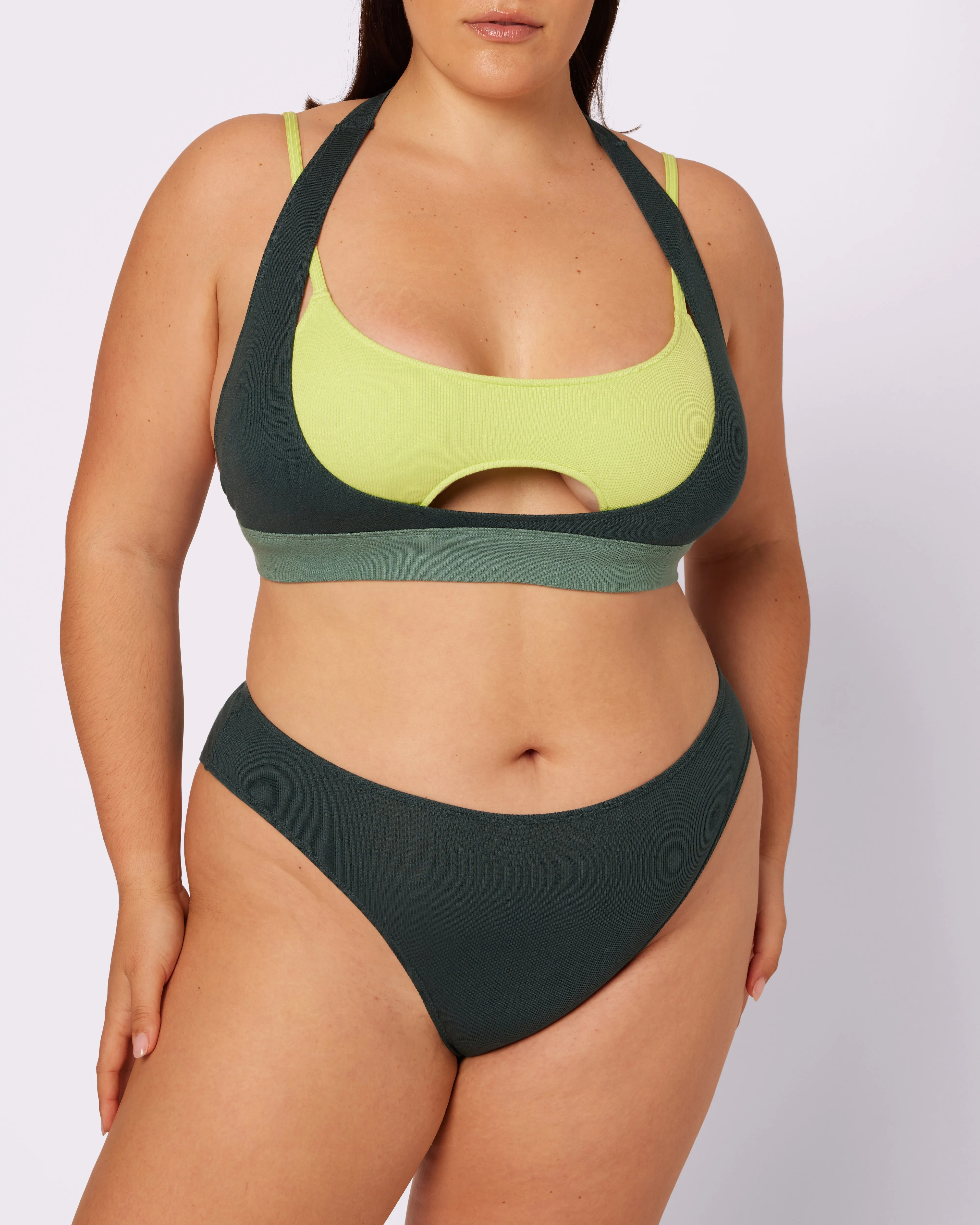 Peekaboo Scoop Layered Bralette | Lush Rib | Archive (Moonshine) sold by Parade product image thumbnail 5