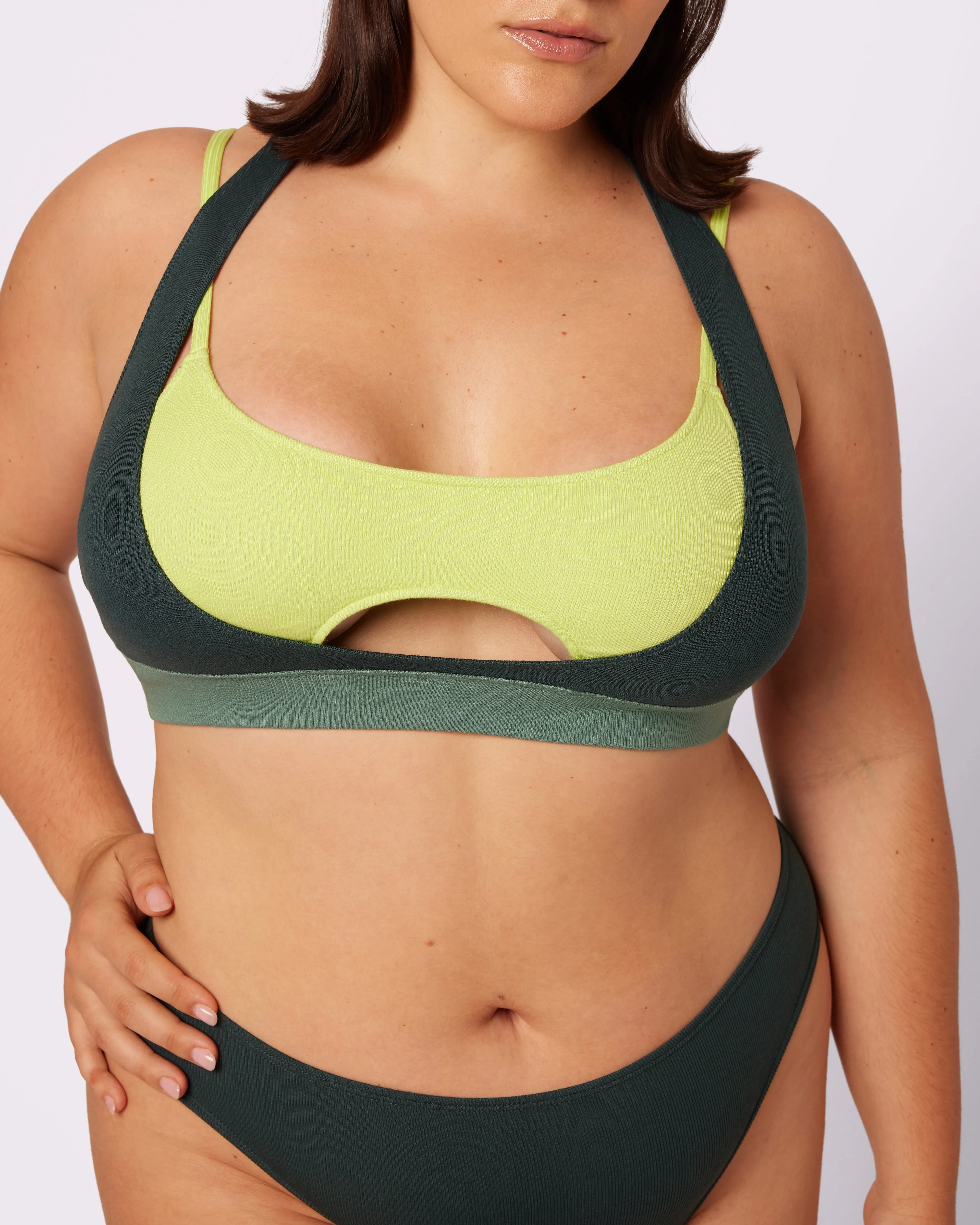 Peekaboo Scoop Layered Bralette | Lush Rib | Archive (Moonshine) sold by Parade product image thumbnail 2