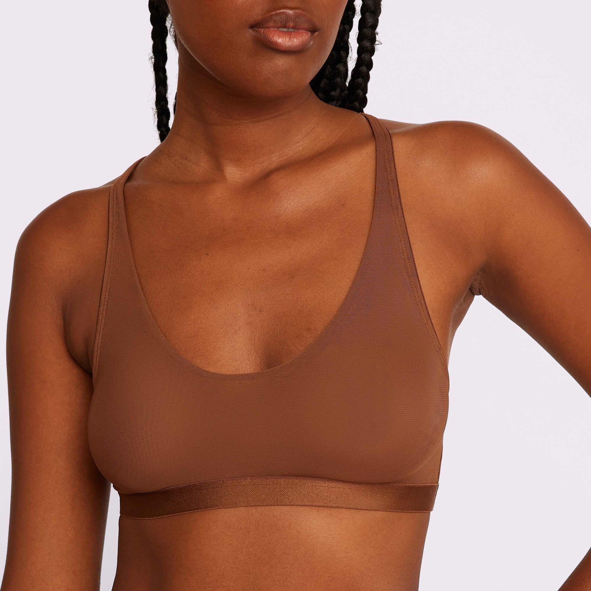 Racerback Scoop Bralette | Silky Mesh | Archive (Fudge) sold by Parade