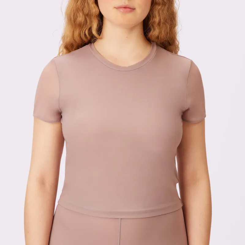 Day to Night Crop Tee | Silky Mesh | Archive ( Sandcastle) sold by Parade