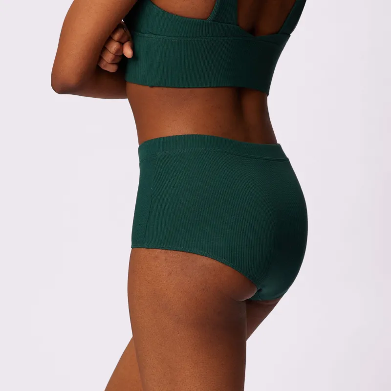 XS Soft Lush High Rise Boyshort | Lush Rib | Archive (Pine) sold by Parade