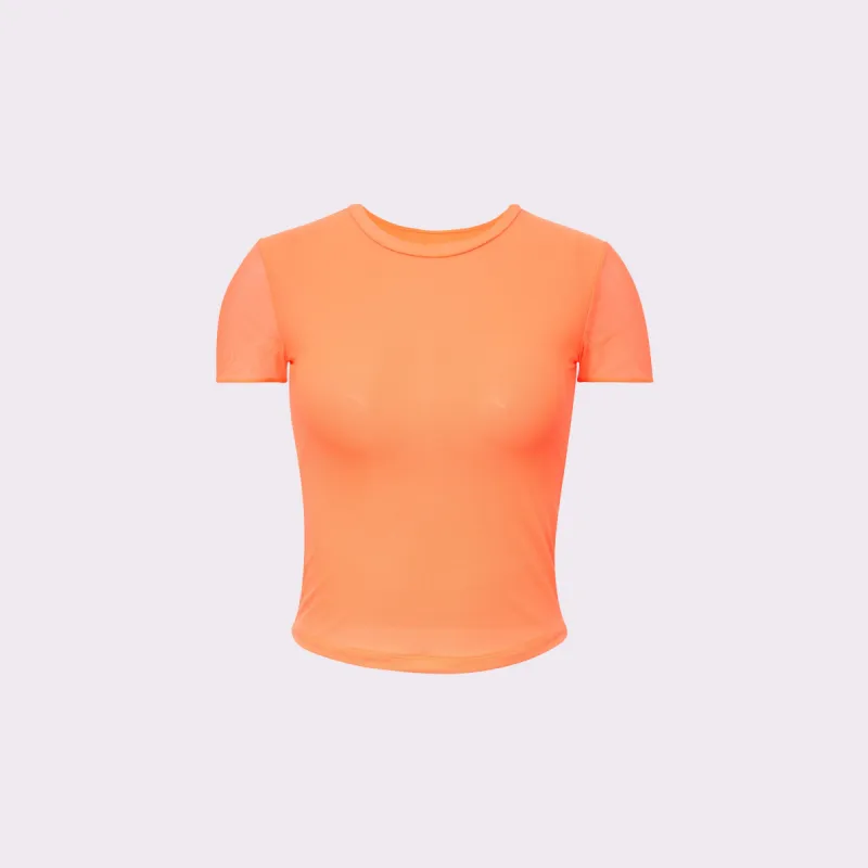Day to Night Crop Tee | Silky Mesh | Archive ( Hot Lava) sold by Parade