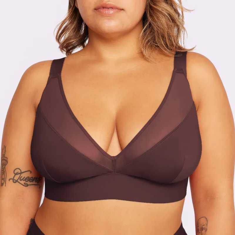 Dream Mesh Plunge Bralette | Ultra-Soft Re:Play | Archive (Fudge) sold by Parade