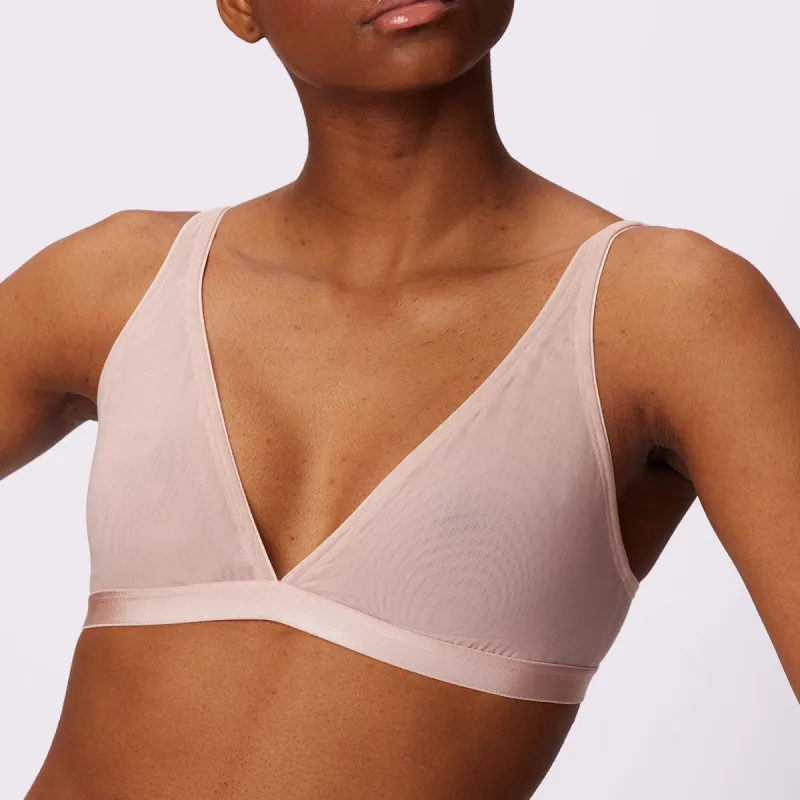 Plunge Bralette | Silky Mesh | Archive (Seashell) sold by Parade