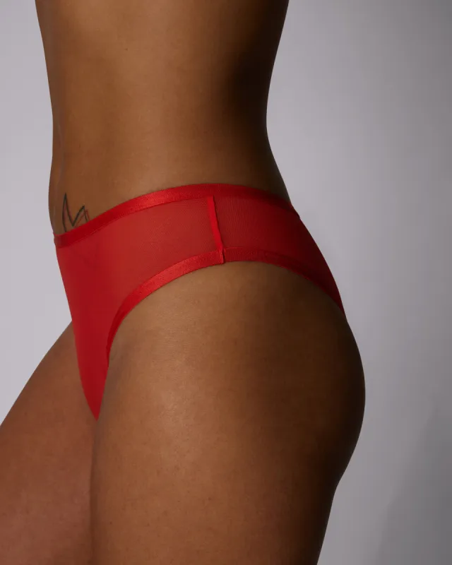 High Rise Cheeky | Silky Mesh | Archive (Strawberry) sold by Parade